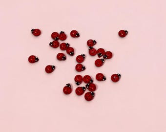 Mini Ladybug Figurines - Bulk Tiny Garden Decorations for Terrarium, Crafting Supplies and Jewelry Making