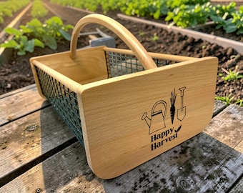 Personalized Garden Harvest Basket – Large Sturdy Vegetable Hod with Custom Name, Farmhouse Garden Tools, Unique Gardener Gift Custom Logos