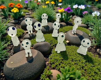 Tree Spirit Figurine – Glow In Dark Ghost Mini Forest Guardian Plant Buddy, Japanese Garden Decor, Fairy Garden Accessory Cute Nature Spirit