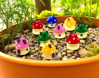 Mini Fairy Houses for Plants – Colorful Terrarium Decor, Cute Plant Pot Accessories, Tiny Garden Houses, Whimsical Planter Decorations