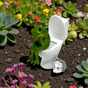 This funny frog toilet figurine is a guaranteed crowd-pleaser. Designed as playful bathroom decor and a novelty gift, it’s perfect for desks, shelves, and small spaces. Makes a great gag gift, stocking stuffer, or silly frog gift for any occasion.