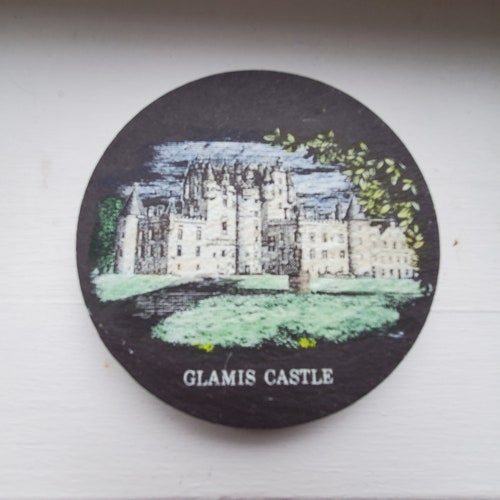 Complete Set of Unique sales Slate Coasters Featuring 6 Scottish Castles and 1 Thistle Emblem - 1970s
