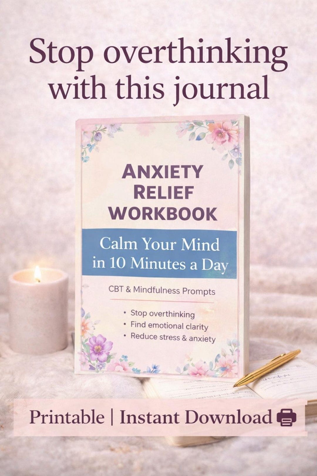 Anxiety Relief Journal PDF | CBT Workbook for Overthinking & Stress ...