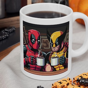 Deadpool and Wolverine Coffee Mugs, Coffee Mug, Movie Coffee Mugs, Unique coffee mugs, coffee cup, ceramic mug, coffee gift, movie Gift Idea image 1