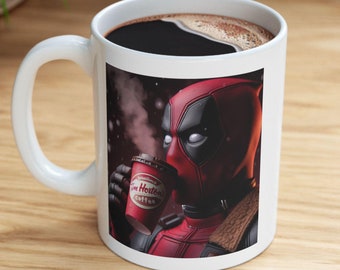 Deadpool-kaffemuggar, kaffemugg, filmkaffemuggar, unika kaffemuggar, kaffekopp, keramikmugg, kaffegåva, filmpresentidé
