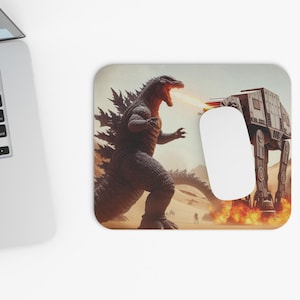 Godzilla vs Star Wars Mouse Pad, Sci-Fi Movie Gaming Desk Mat, Geeky Laptop Computer Accessories, Large Rectangle Mousepad, Unique Office