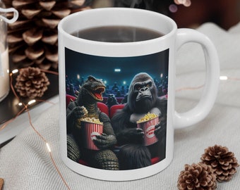 Kubki do kawy z motywem Godzilli i King Konga, Godzilla kontra Kong, Kubki do kawy z motywem filmu, Unikalne kubki do kawy, Kubek ceramiczny, Prezent kawowy, Pomysł na prezent filmowy