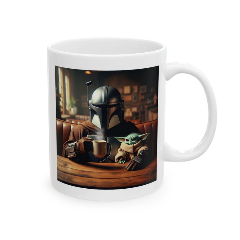 Kubki do kawy Mandalorian, Kubek do kawy, Kubki do kawy z motywem filmu, Unikalne kubki do kawy, filiżanka do kawy, kubek ceramiczny, prezent kawowy, pomysł na prezent filmowy zdjęcie 5