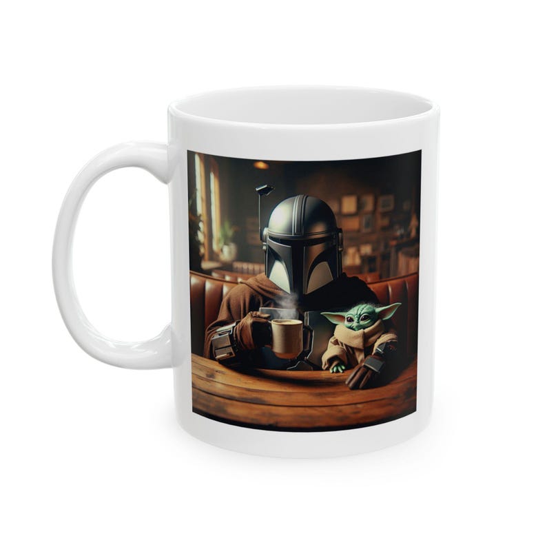 Kubki do kawy Mandalorian, Kubek do kawy, Kubki do kawy z motywem filmu, Unikalne kubki do kawy, filiżanka do kawy, kubek ceramiczny, prezent kawowy, pomysł na prezent filmowy zdjęcie 4