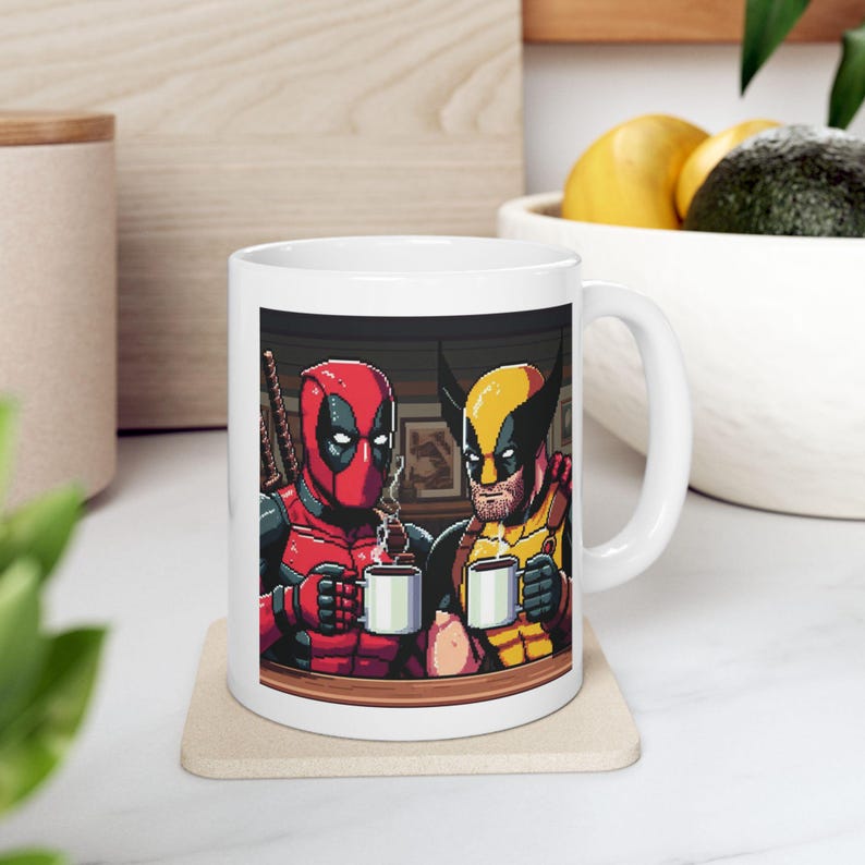 Deadpool and Wolverine Coffee Mugs, Coffee Mug, Movie Coffee Mugs, Unique coffee mugs, coffee cup, ceramic mug, coffee gift, movie Gift Idea image 2