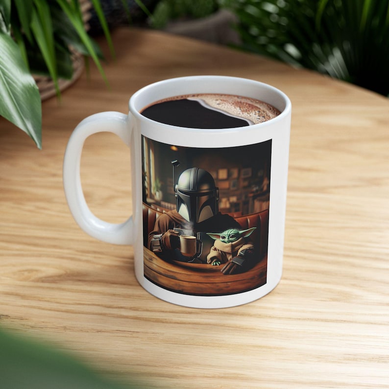 Kubki do kawy Mandalorian, Kubek do kawy, Kubki do kawy z motywem filmu, Unikalne kubki do kawy, filiżanka do kawy, kubek ceramiczny, prezent kawowy, pomysł na prezent filmowy zdjęcie 2