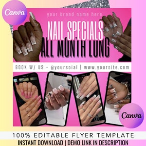 Nail Booking Flyer, Nail Flyer, Nail Tech Flyer, Nail Appointments Flyer, Nail Book Now Flyer, Nail Flyer For Promo, Nail Bookings Template