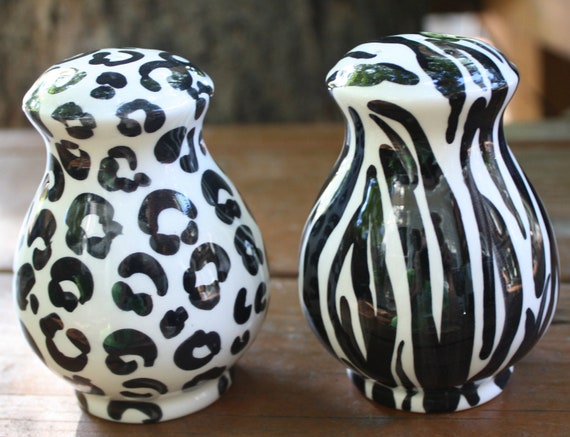 Items similar to Zebra, Leopard Salt and Pepper shakers on Etsy
