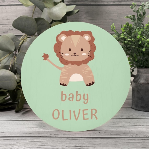 Custom Name Baby Wood Sign 8" (Round) -08