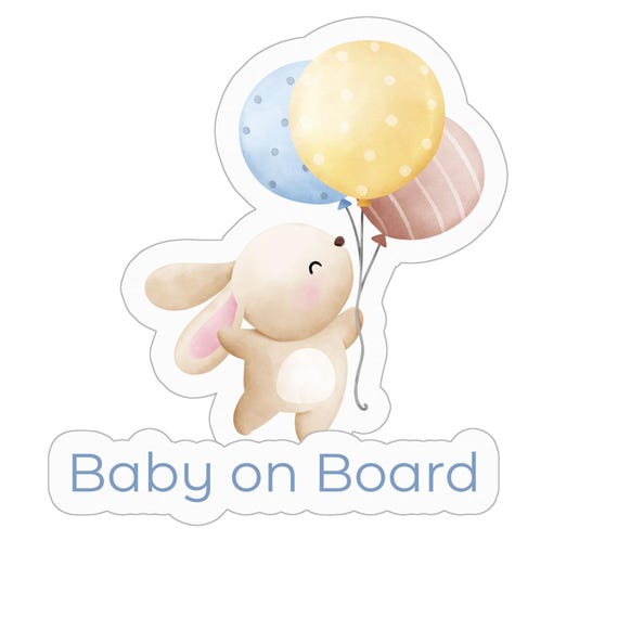 Baby on Board Bumper Stickers - 4" x 4" - Balloon Bunny