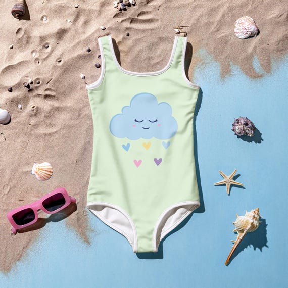 All-Over Print Kids Swimsuit - Blue Cloud -02