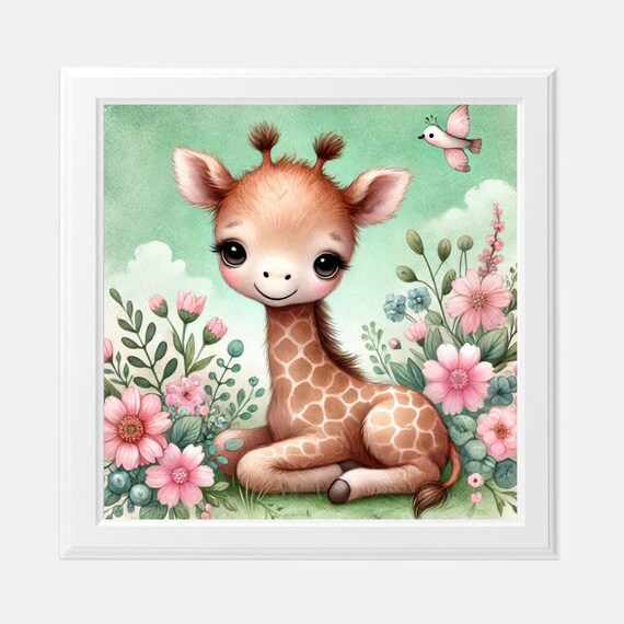 Baby Giraffe Nursery Print 8 x 8 -01
