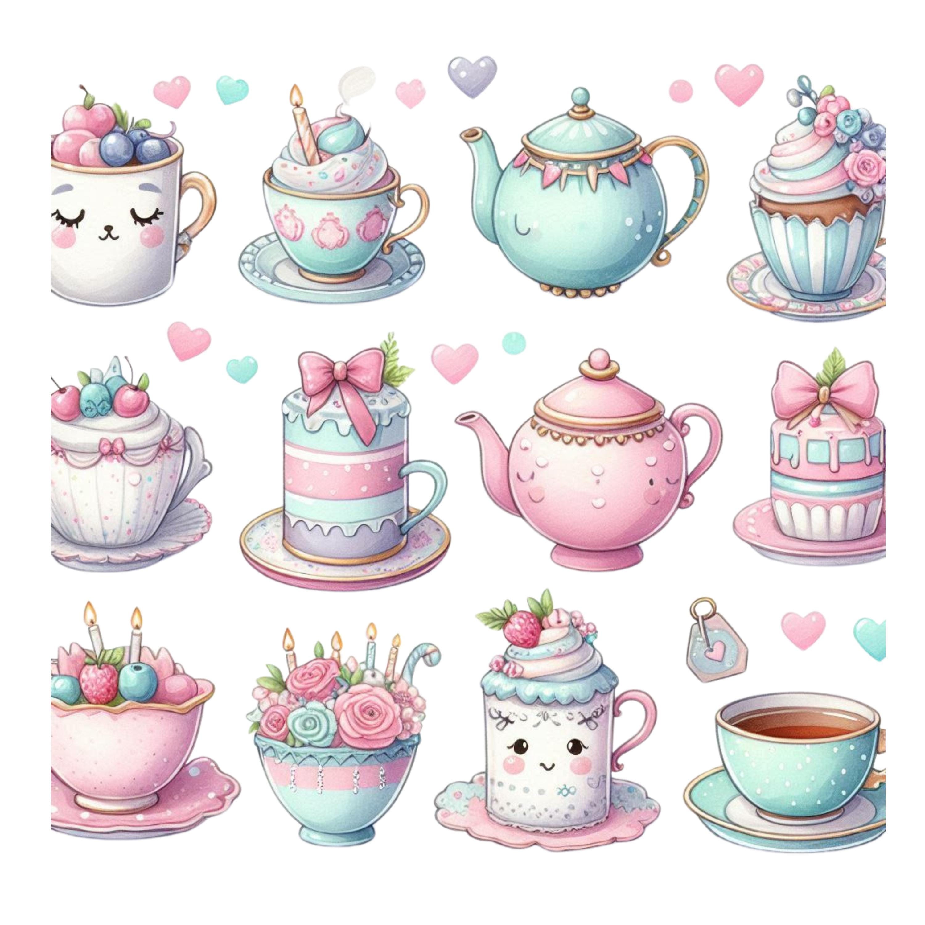 Tea Party - Clip Art - 10 Pngs - 3000 X 3000 Px - Set #1 - Etsy
