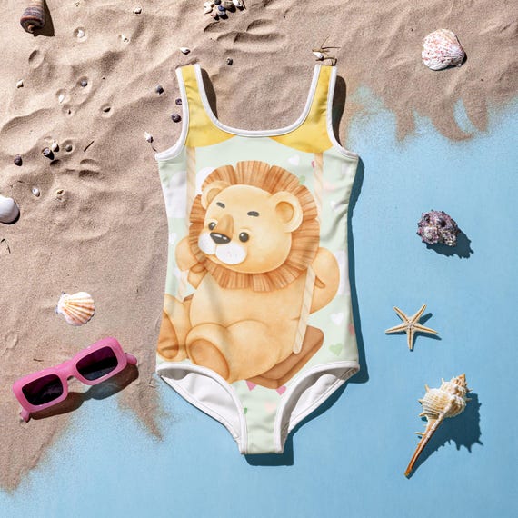 All-Over Print Kids Swimsuit - Lion on Swing 02