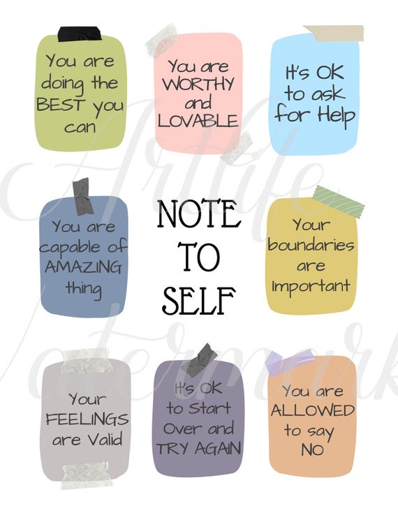 Positive Affirmations Notes - Clip Art - 8.5 x 11 inches