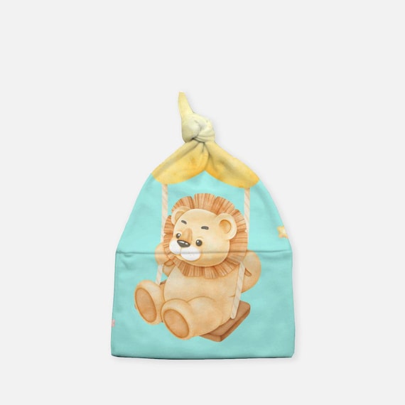 Baby Knotted Beanie - Lion on Swing