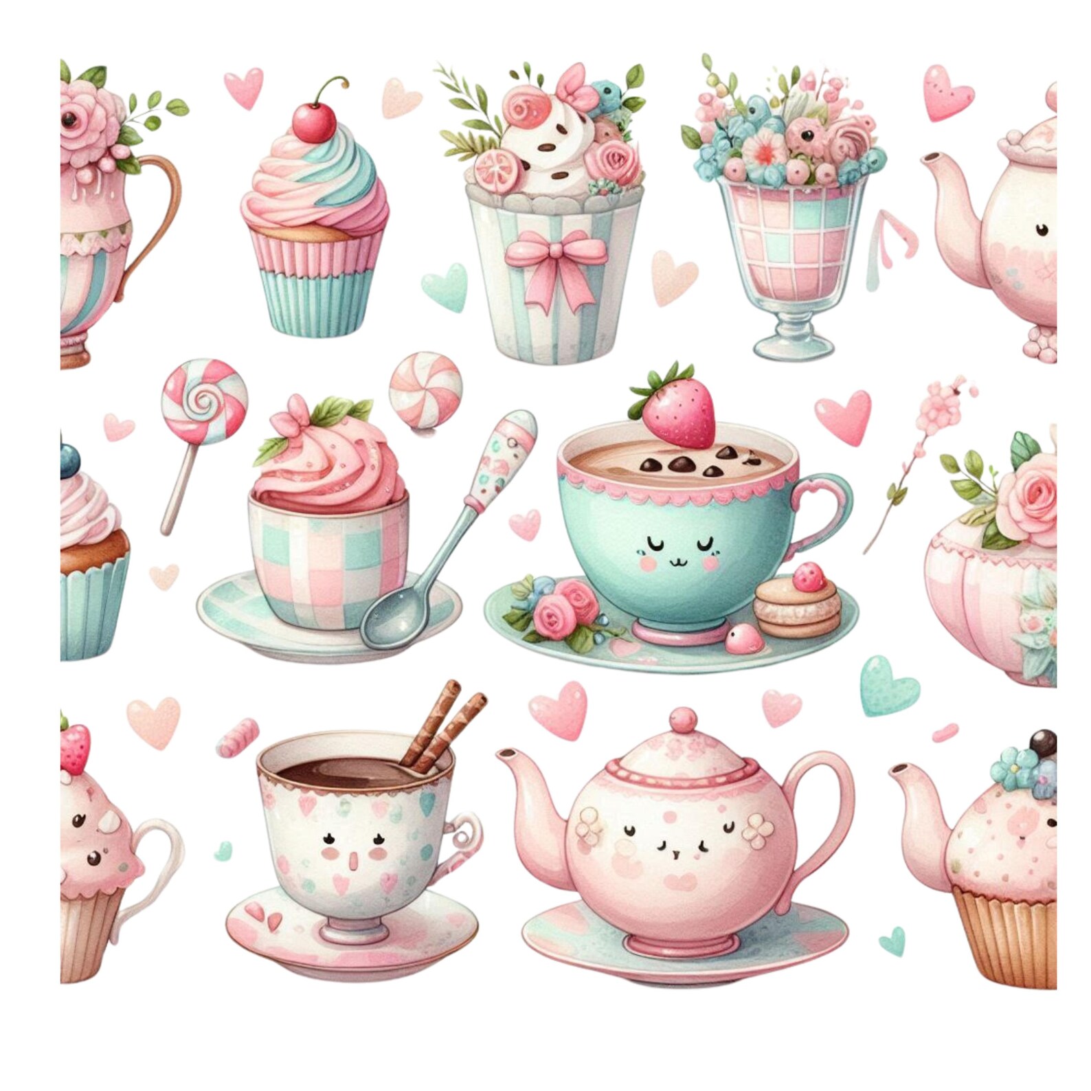 Tea Party - Clip Art - 10 Pngs - 3000 X 3000 Px - Set #1 - Etsy