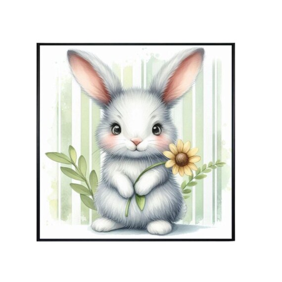 Cute Bunny Nursery Poster - 16" x 16" -01