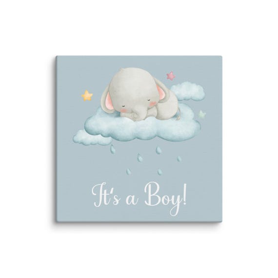 It's a Boy - Elephant Print on Canvas