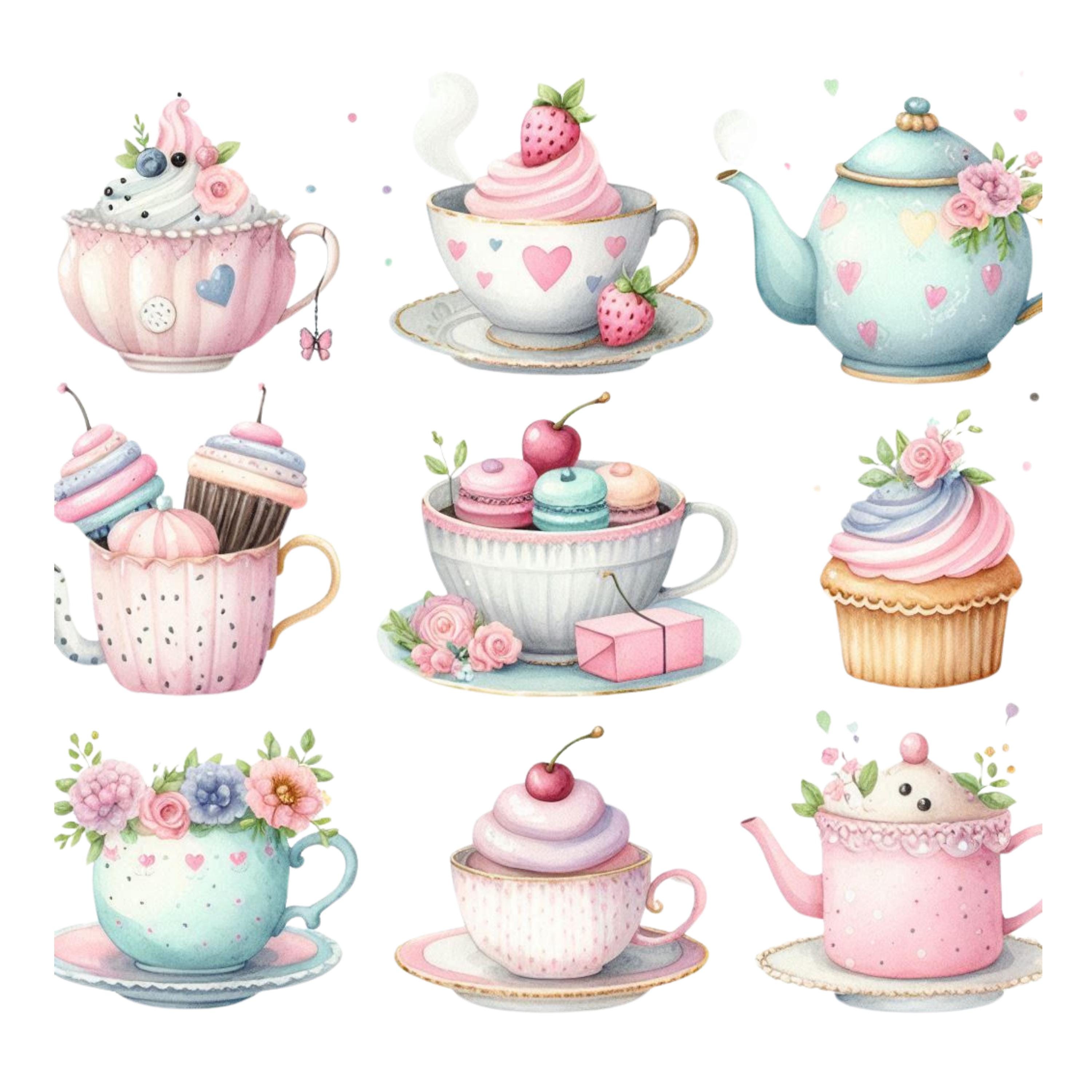 Tea Party - Clip Art - 10 Pngs - 3000 X 3000 Px - Set #1 - Etsy