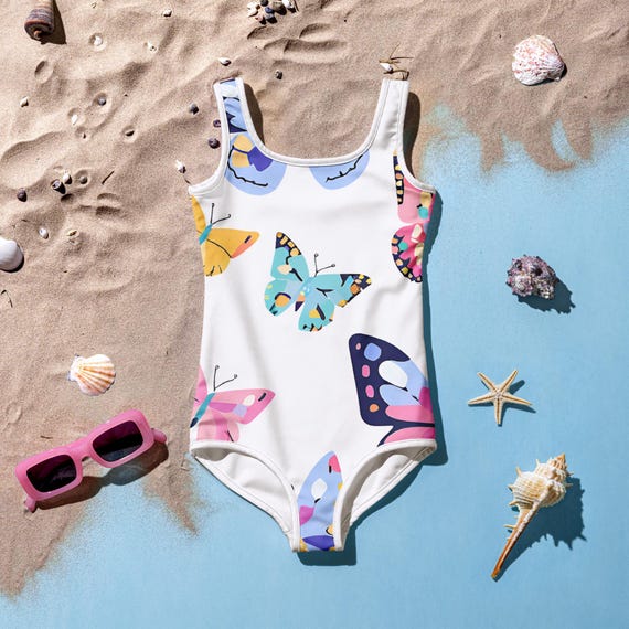 Butterfly Print Kids Swimsuit 05