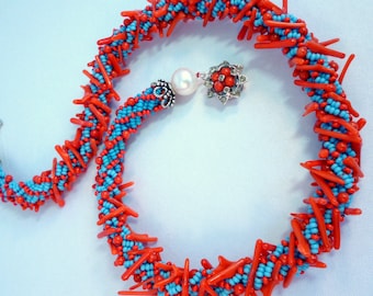 Coral Reef Beadwoven Necklace