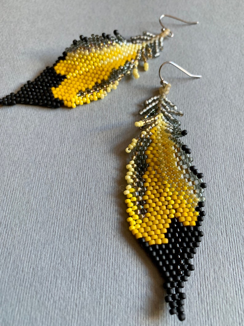 Northern Flicker Beaded Feather Earrings image 8