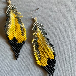 Northern Flicker Beaded Feather Earrings image 3