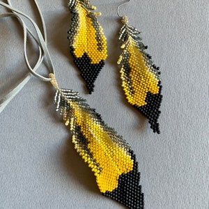 Northern Flicker Beaded Feather Earrings image 5