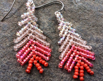 Pink Flamingo Feather Earrings