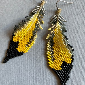 Northern Flicker Beaded Feather Earrings image 4