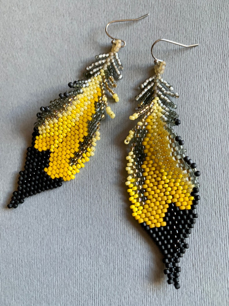 Northern Flicker Beaded Feather Earrings image 4