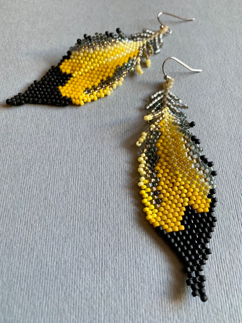 Northern Flicker Beaded Feather Earrings image 7