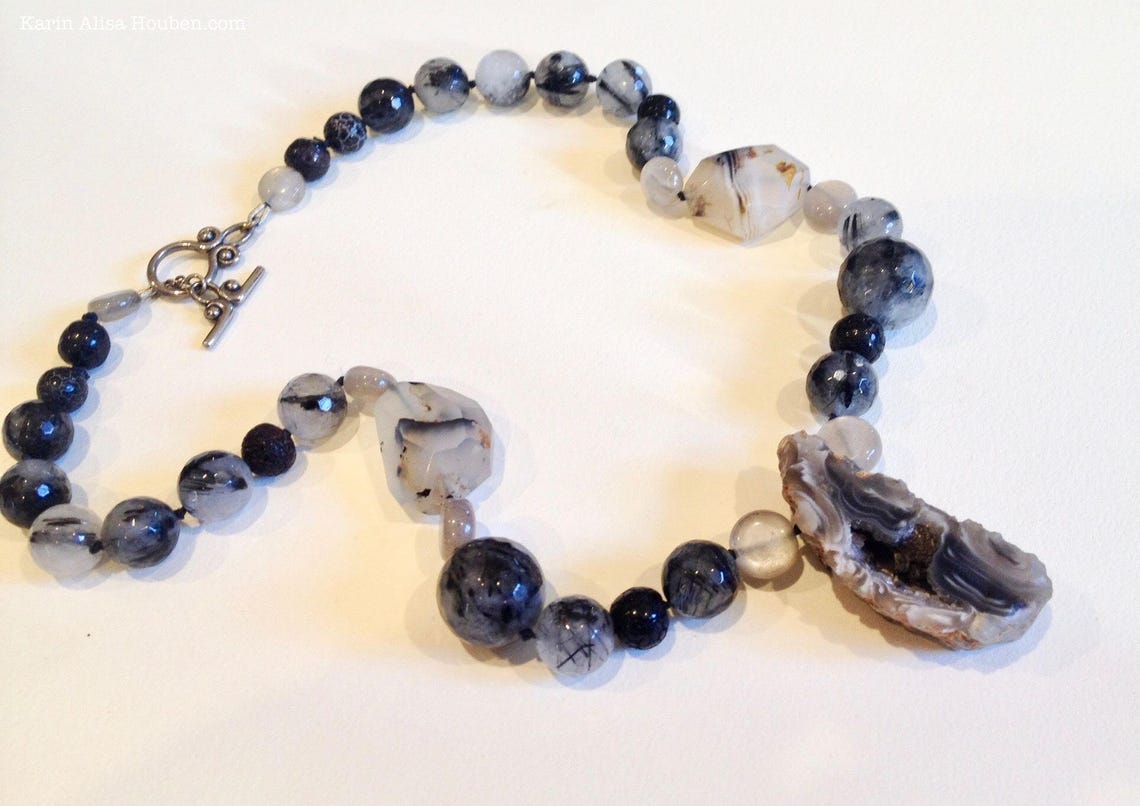 Eclipse Tourminalated Quartz Necklace Etsy