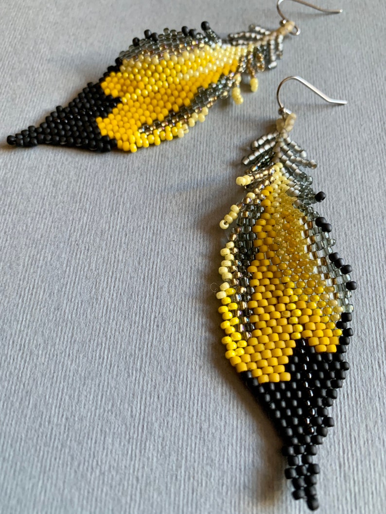 Northern Flicker Beaded Feather Earrings image 2