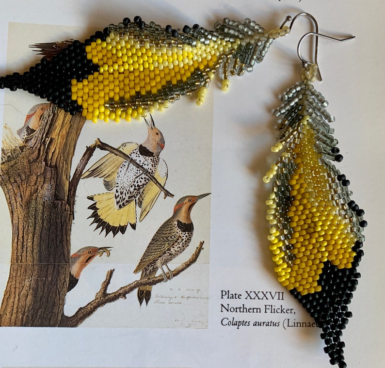 Northern Flicker Beaded Feather Earrings image 6