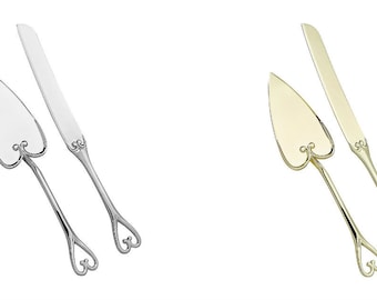 Porcelain Heart Wedding Cake Server Set - Stylized Heart Design With Stainless Steel Blades - View #10