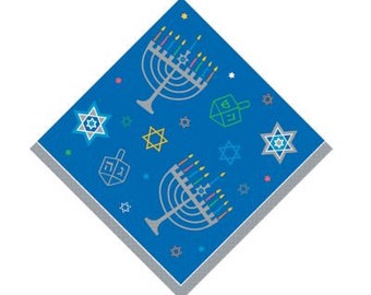 Pkg. of 36 Colorful Eight Happy Nights Luncheon Sized Napkins Hanukkah Supplies