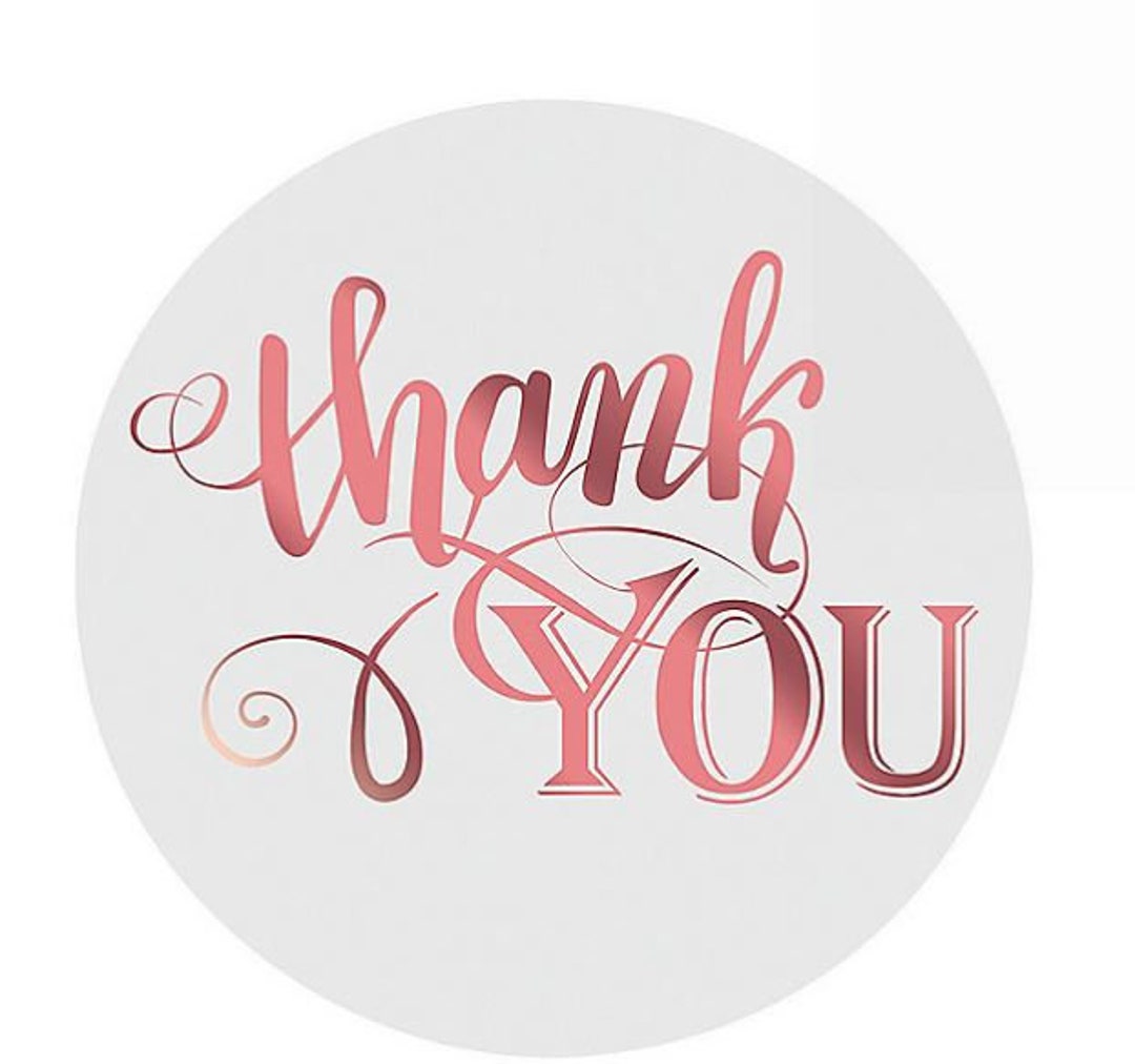 Roll of 100 Rose Gold Thank You Stickers Bridal Shower Wedding Favor ...