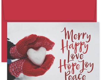 Box of 18 Merry Happy Love Holiday Christmas Cards