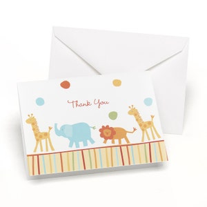 25pk Jungle Animals Baby Shower Gracias Tarjetas con Sobres