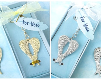 Gold Or Silver Guardian Angel Wings Keychain Bridal Shower Wedding Favors