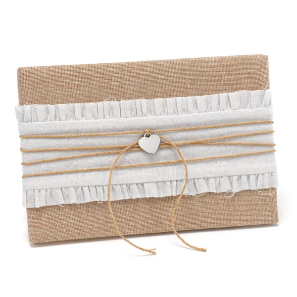 Rustic Romance Natural Burlap Wedding Guest Book