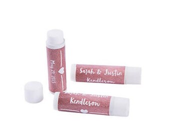 Set of 12 Personalized Rose Gold Lip Balm Bridal Shower Wedding Favors