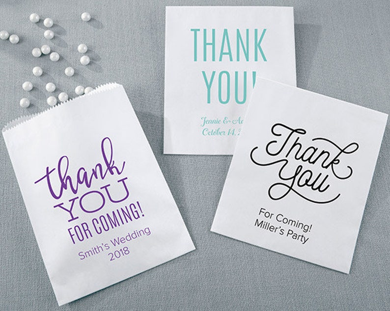 60 Personalized White Thank You Goodie Bags Bridal Shower Etsy